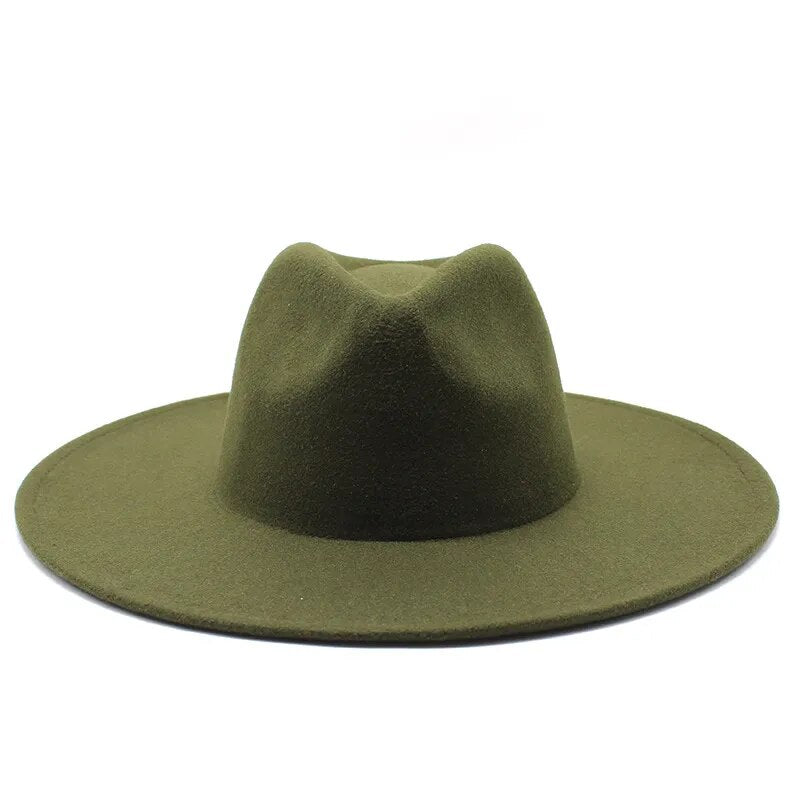 Classical Wide Brim Fedora Hat Black white Wool Hats Men Women Crushable Winter Hat Derby Wedding Church Jazz Hats