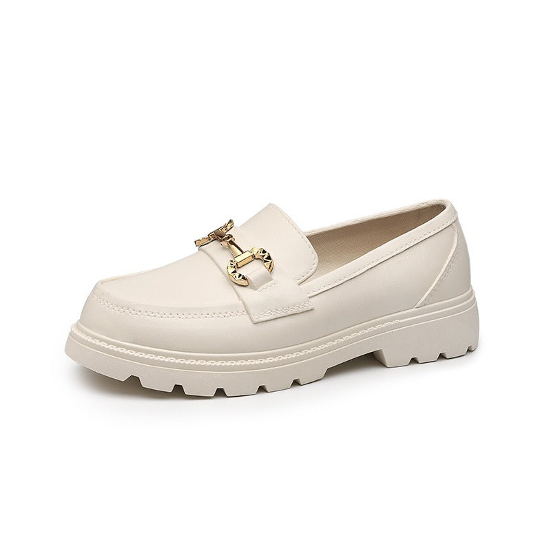 Women Shoes New In Fashion Luxury Designer Platform Thick Bottom Height Increasing Shoes Metal Chain Slip on Dress Shoes