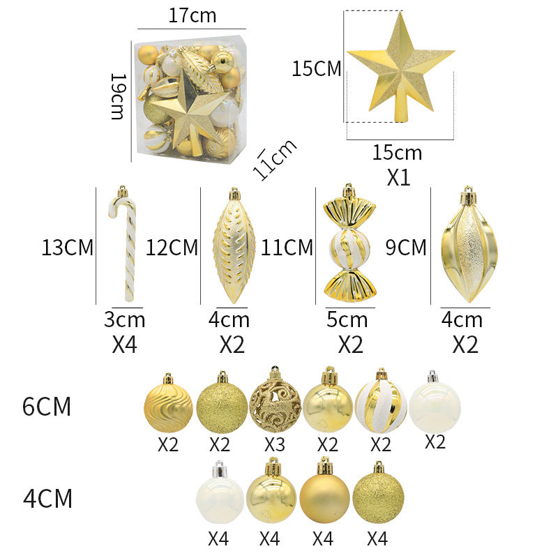 Christmas ball combination set Christmas tree decoration props combination 40pcs combination of multiple Christmas ball