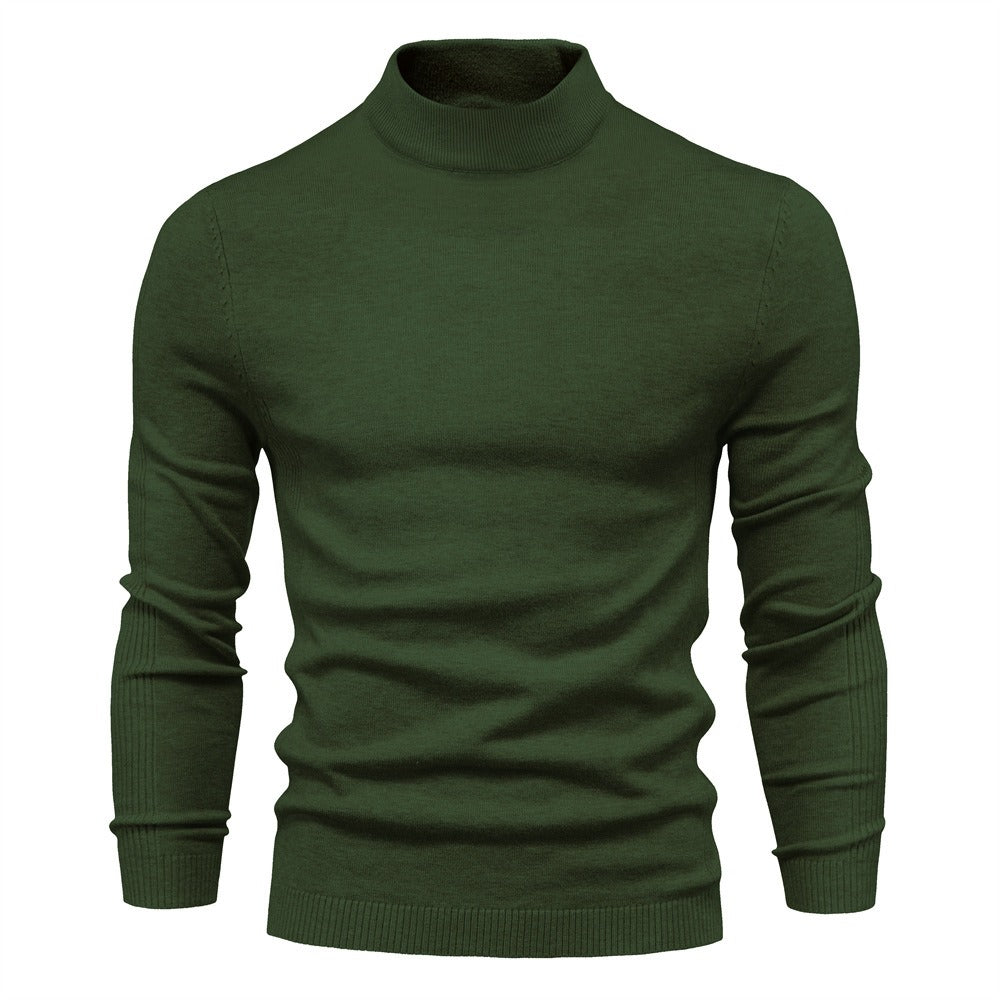 Autumn and Winter Thickened Thermal Sweater Men's Medium Neck Slim Fit Men's Sweater Men's Multicolor Knitwear