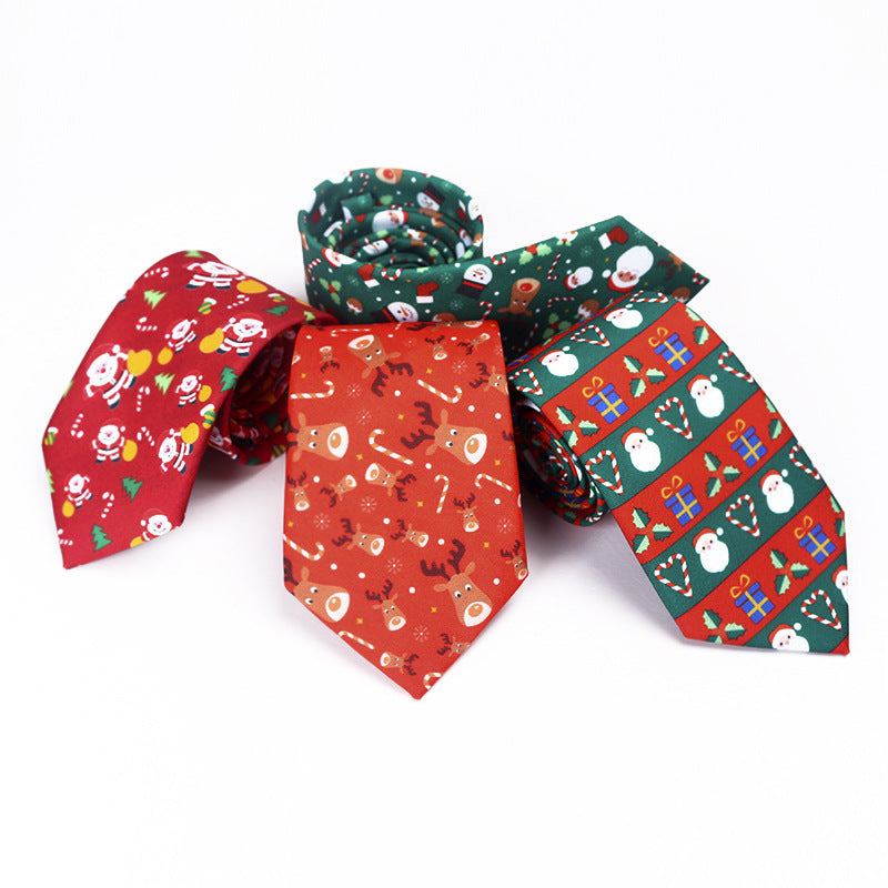 Christmas Tie Polyester Printed Santa Claus Christmas Tree Elk Gift Tie