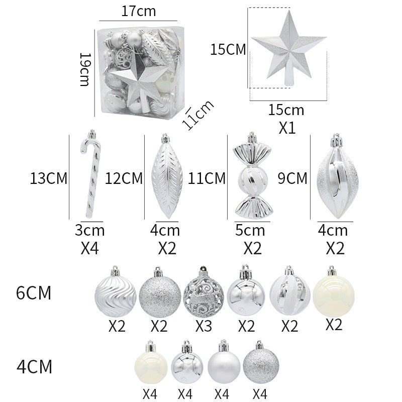 Christmas ball combination set Christmas tree decoration props combination 40pcs combination of multiple Christmas ball