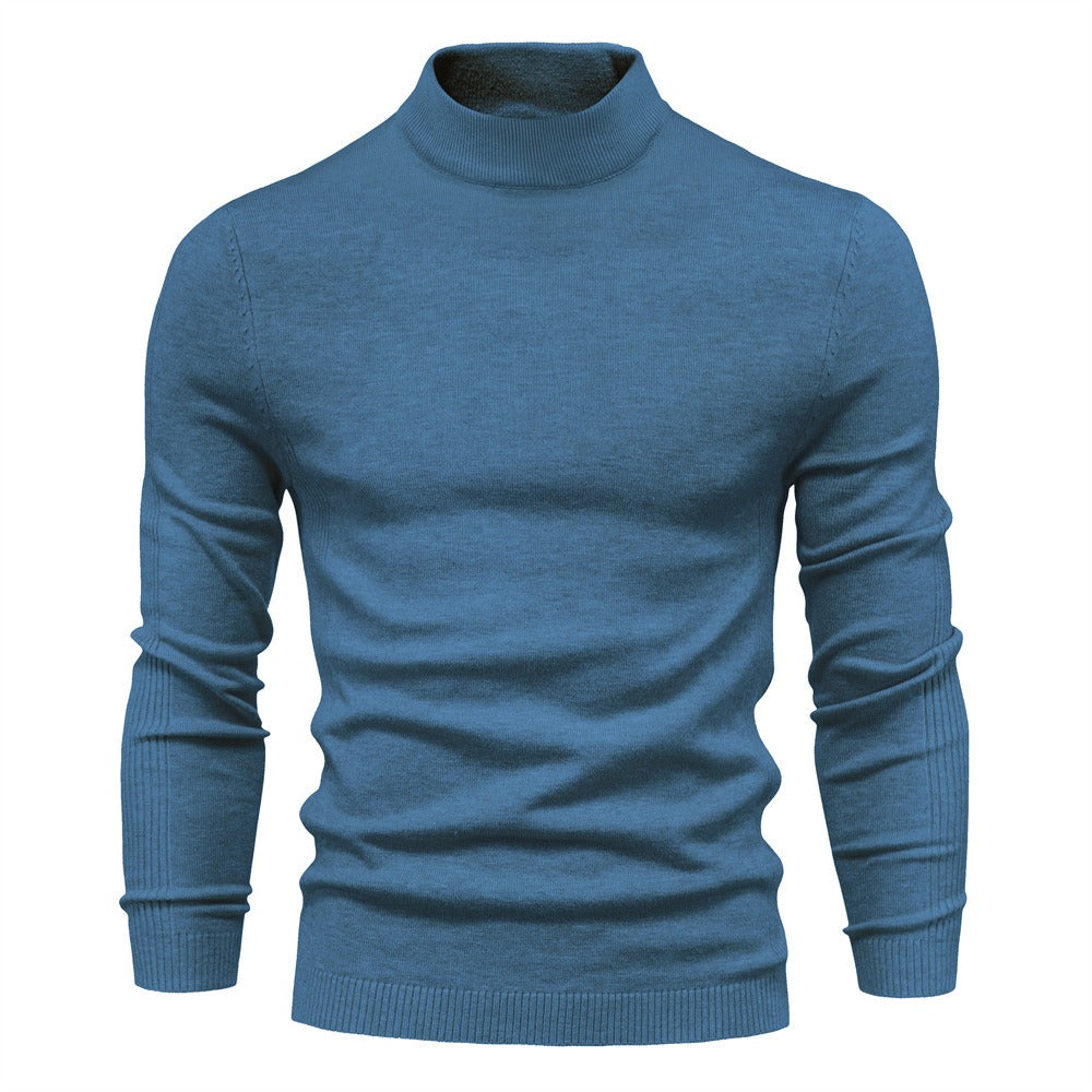 Autumn and Winter Thickened Thermal Sweater Men's Medium Neck Slim Fit Men's Sweater Men's Multicolor Knitwear