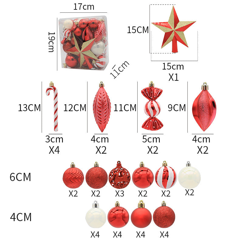 Christmas ball combination set Christmas tree decoration props combination 40pcs combination of multiple Christmas ball
