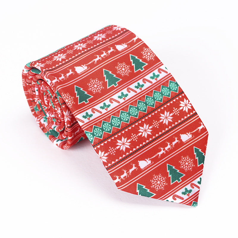 Christmas Tie Polyester Printed Santa Claus Christmas Tree Elk Gift Tie
