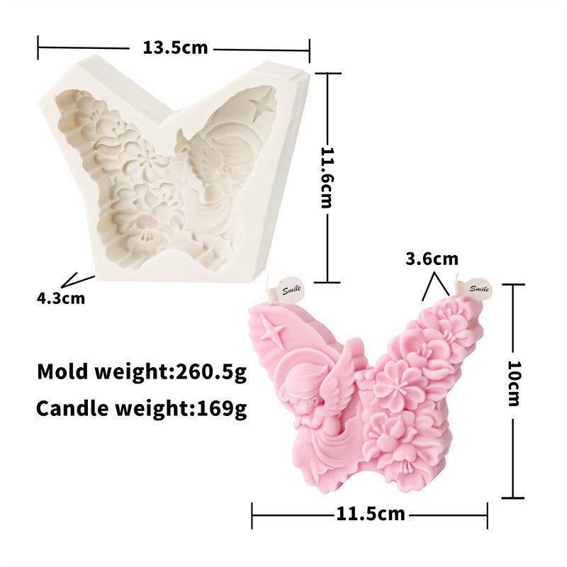 Silicone Angel Butterfly Embossed Pattern Candle Mold Halloween Skull Butterfly Baking Cake Mold Decoration Mold