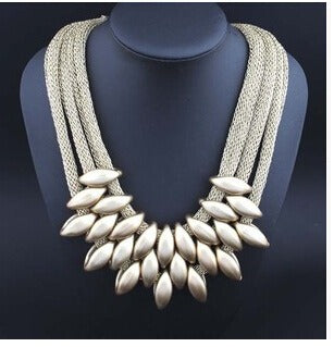 Multi layer woven tassel women's necklace jewelry