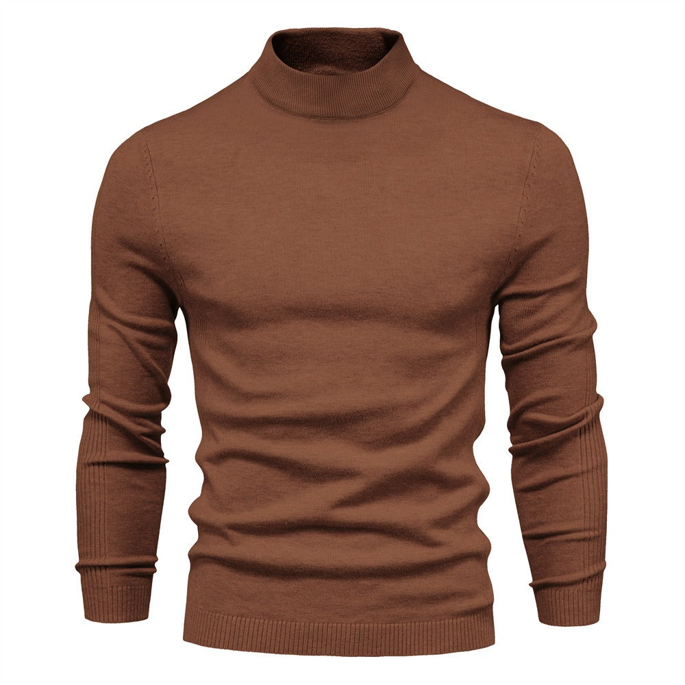 Autumn and Winter Thickened Thermal Sweater Men's Medium Neck Slim Fit Men's Sweater Men's Multicolor Knitwear