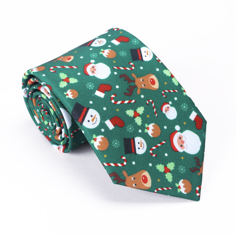 Christmas Tie Polyester Printed Santa Claus Christmas Tree Elk Gift Tie