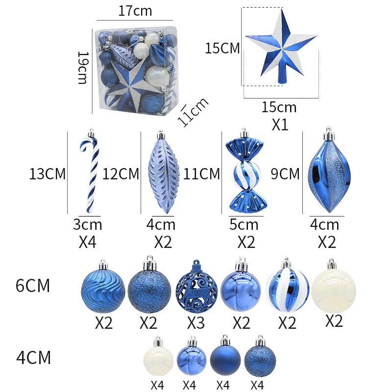 Christmas ball combination set Christmas tree decoration props combination 40pcs combination of multiple Christmas ball