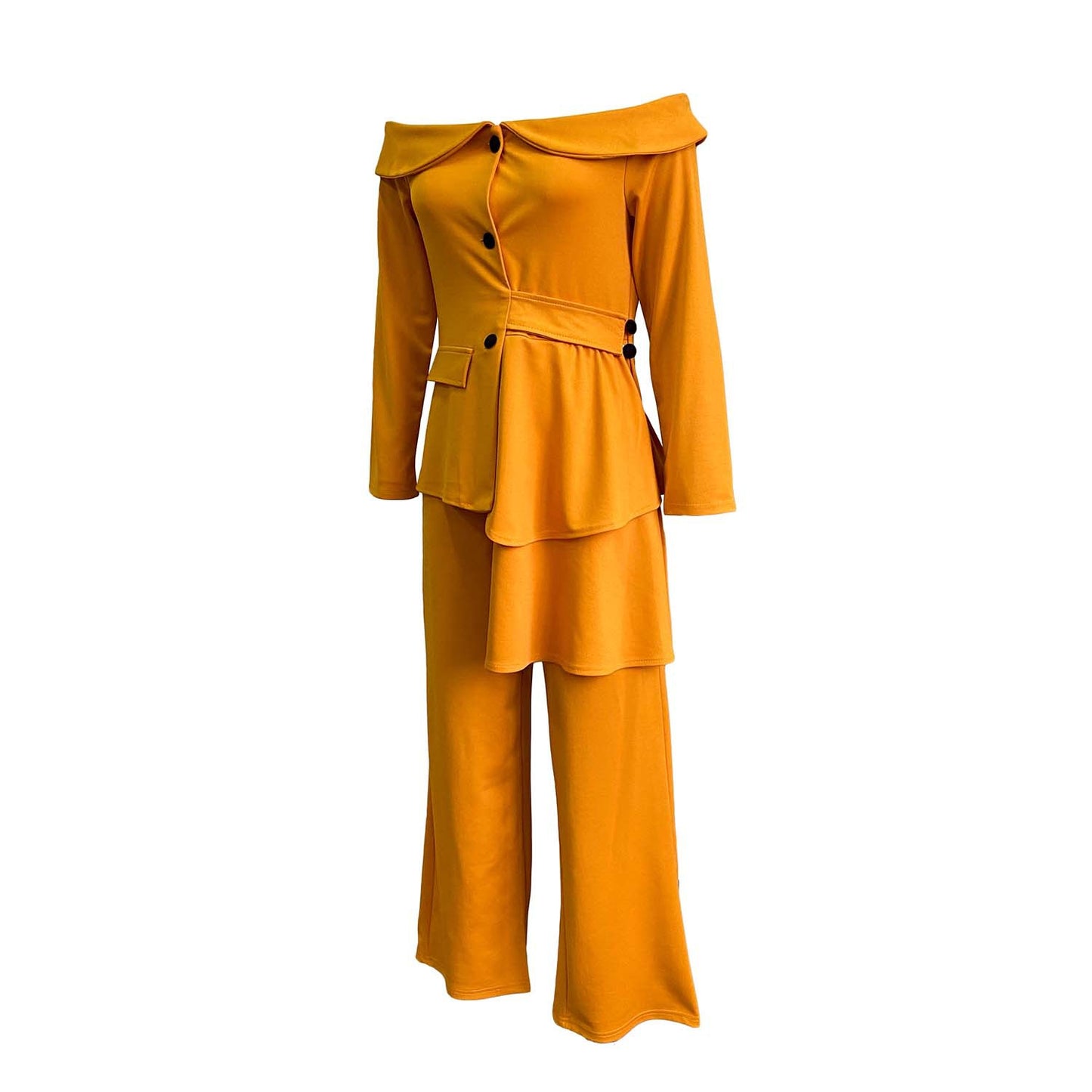 One-Piece Collar Two-Piece Commuting Suit with Pants