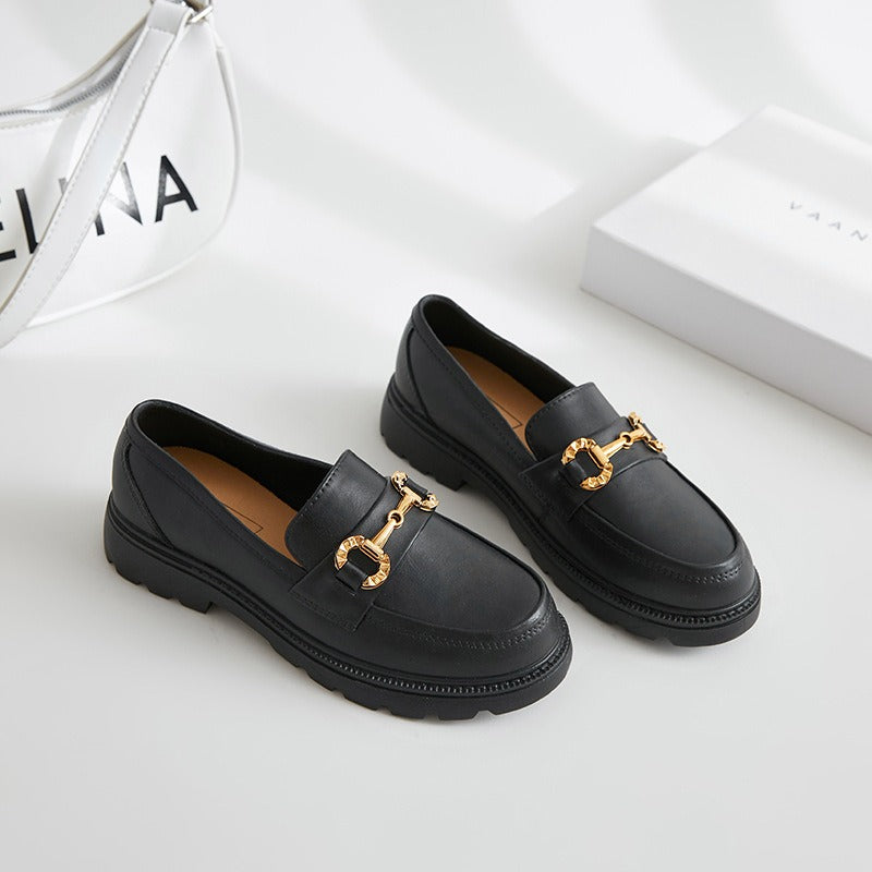 Women Shoes New In Fashion Luxury Designer Platform Thick Bottom Height Increasing Shoes Metal Chain Slip on Dress Shoes