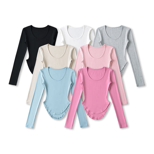 Irregular long sleeved T-shirt for women