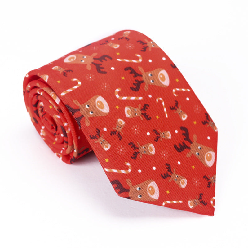 Christmas Tie Polyester Printed Santa Claus Christmas Tree Elk Gift Tie