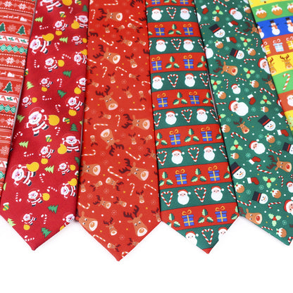 Christmas Tie Polyester Printed Santa Claus Christmas Tree Elk Gift Tie