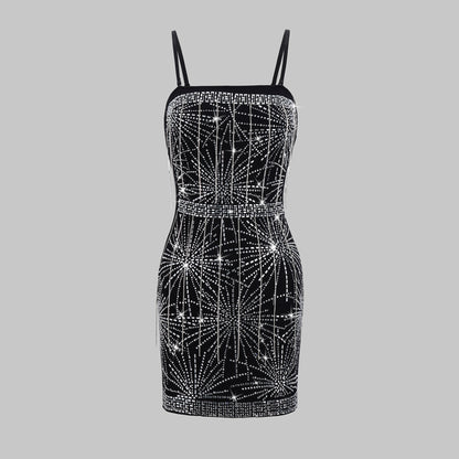 Luoqiu Country Strapless Dress Rhinestone Dress Sexy Style Women's Summer Dress