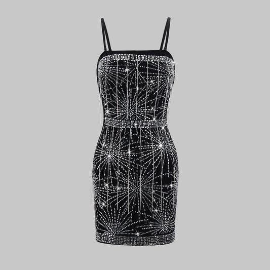 Luoqiu Country Strapless Dress Rhinestone Dress Sexy Style Women's Summer Dress