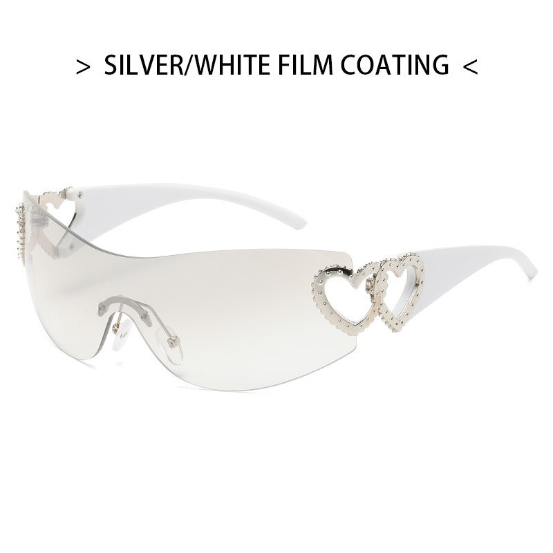 Fashion New One-Piece Sunglasses Y2K Millennium Hot Girl Style Rimless Sunglasses Vintage Modern Glasses