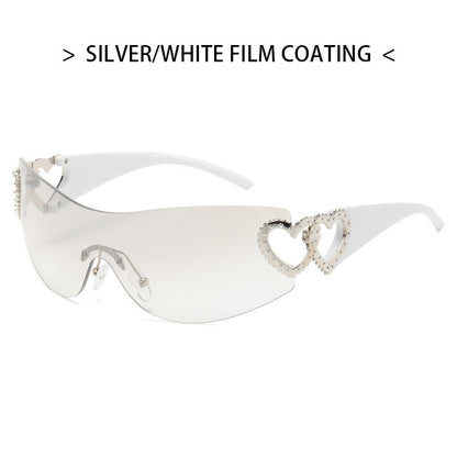 Fashion New One-Piece Sunglasses Y2K Millennium Hot Girl Style Rimless Sunglasses Vintage Modern Glasses