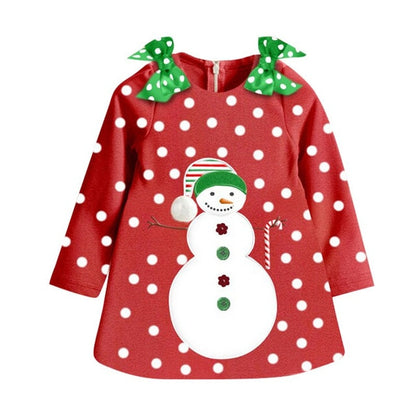 New Year Baby Girl Christmas Dress Girl's Merry Christmas Dress Children Kids Cotton Dot Dress Girls Tutu Santa Clus Costume