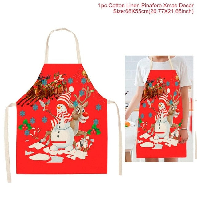 Huiran Merry Christmas Apron Santa Claus Christmas Decorations For Home Navidad Happy New Year Christmas Kitchen Noel