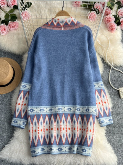 Loose Knitted Cardigan Coat Cloak Retro Style Korean Fashion Knitted Cardigan