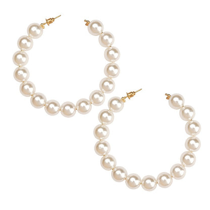 Large Circle Pearl Earrings Ladies Pearls Wedding Jewelry for Women