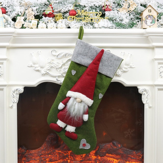 Large Christmas Stockings Gifts Cloth Santa Elk Socks Xmas Lovely Gift Holders For Children Fireplace Tree Christmas Decoration