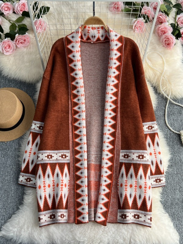 Loose Knitted Cardigan Coat Cloak Retro Style Korean Fashion Knitted Cardigan