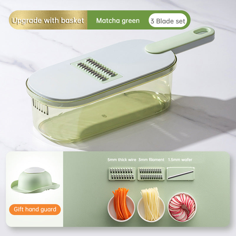 Multifunction Vegetable Cutter With Basket And Brush Portable Slicer Chopper Kitchen Tools