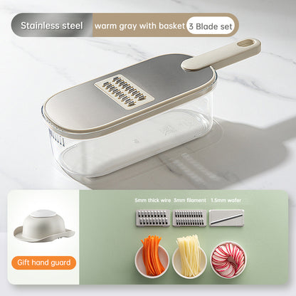 Multifunction Vegetable Cutter With Basket And Brush Portable Slicer Chopper Kitchen Tools