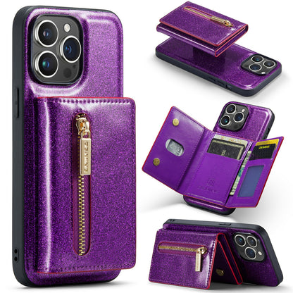 M3 For iPhone 14 Pro Max Glitter Wallet Protective Case iPhone 14 Pro Two In One Magnetic Phone Case