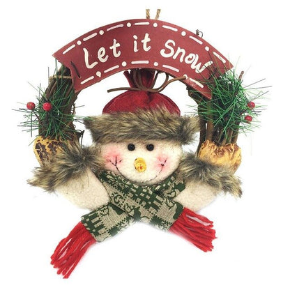 Christmas Wreath Santa Snowman Artificial Garland Rattan Ring Pendant Christmas Door Hanging Christmas Xmas Navidad Decorations