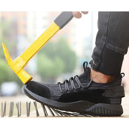 Steel Toe Puncture Proof Work Shoes For Men Lightweight Indestructible Construction Site Work Safety Shoes Cushion Hiking Shoes