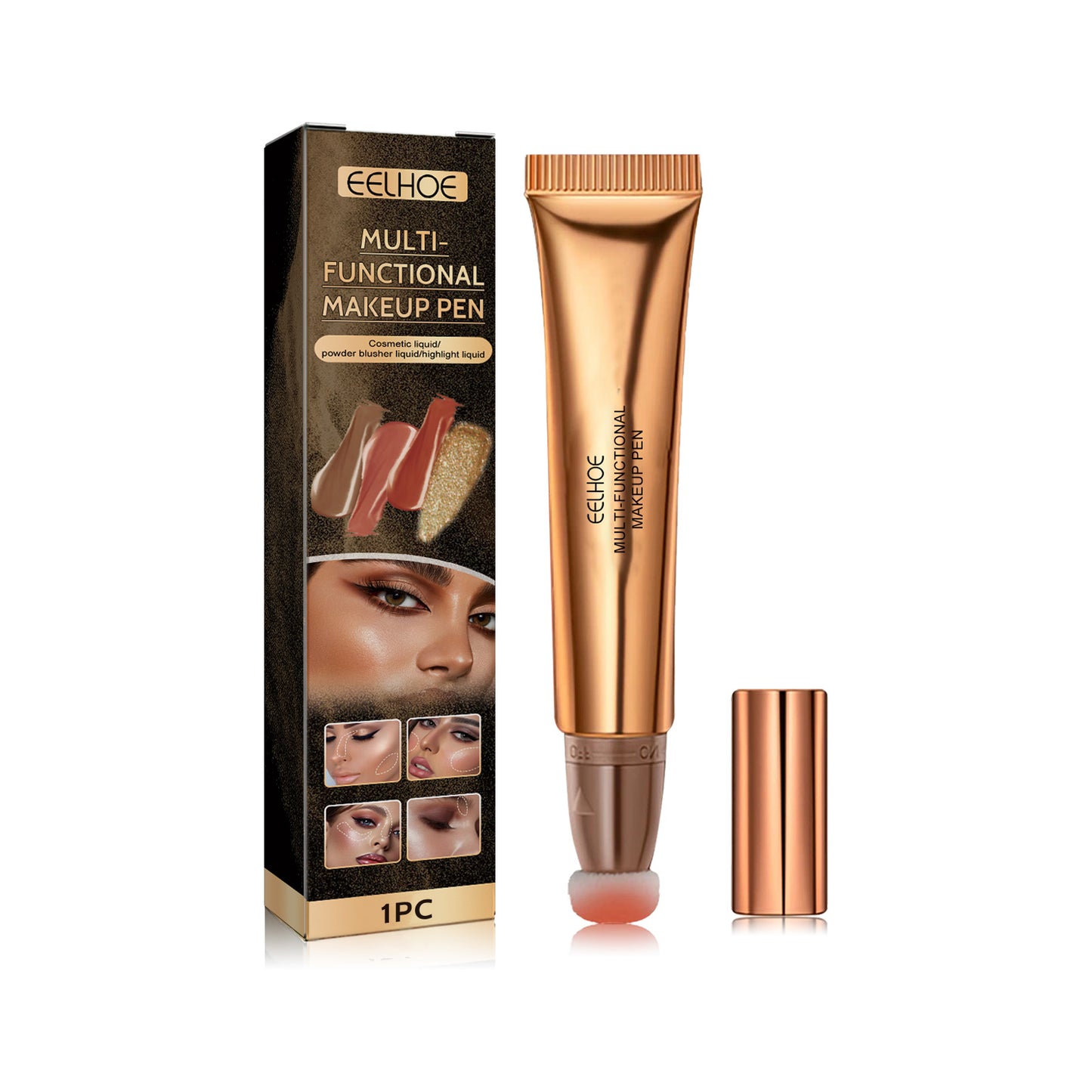 EELHOE Multifunctional Makeup Pen, Face Light Highlight Natural Three-Dimensional Liquid Contour Beauty Stick