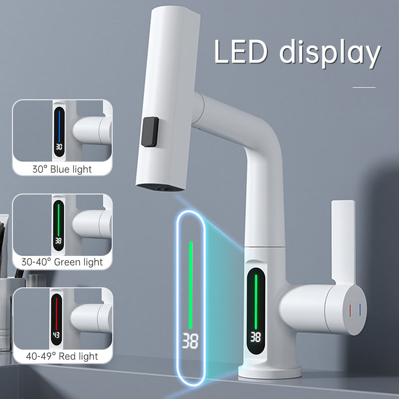 Faucet Pull-out Basin Faucet Temperature Digital Display Rotation