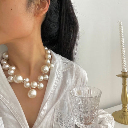 Bead Pearls Necklace Collarbone Chain Women's Elegant Pendant Necklace Bride Jewelry