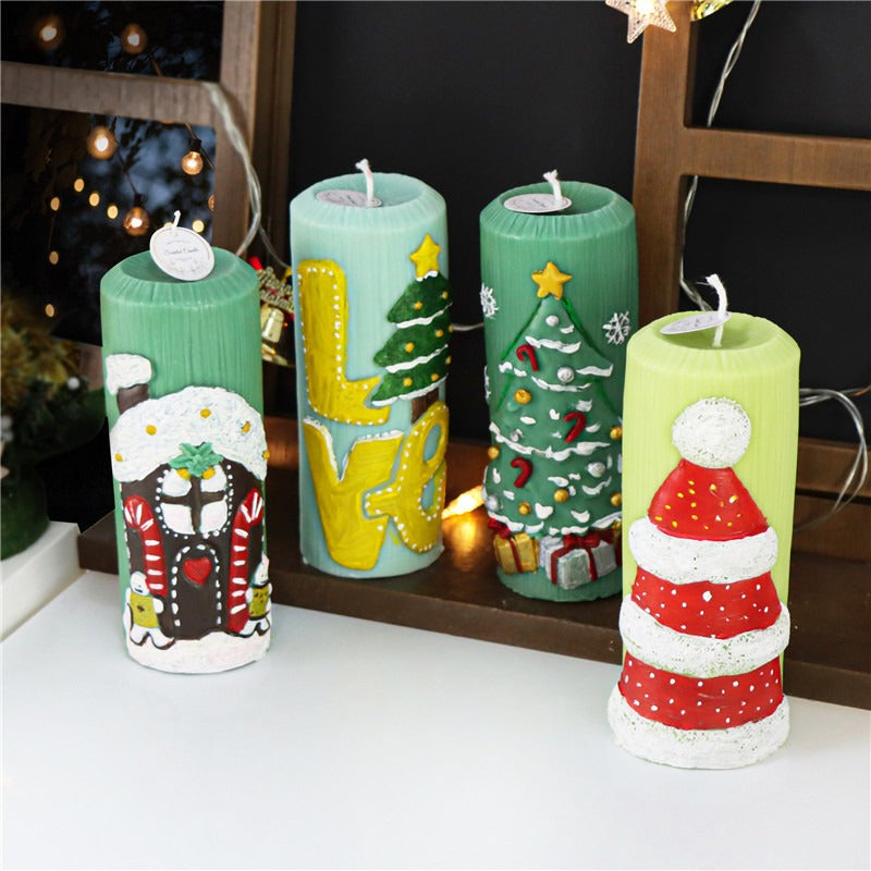 8 Nordic style Christmas Santa Claus pillar candle molds Elk Christmas tree scented candle molds