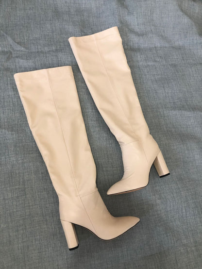 High Boots Female Pumps Thin Heels Pointed Toe Women Western Long Boots Shoes