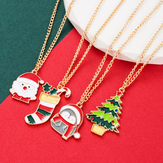 New Christmas Series Santa Claus Penguin Pendant Necklace Trendy Senior Sense Of Collarbone Chain