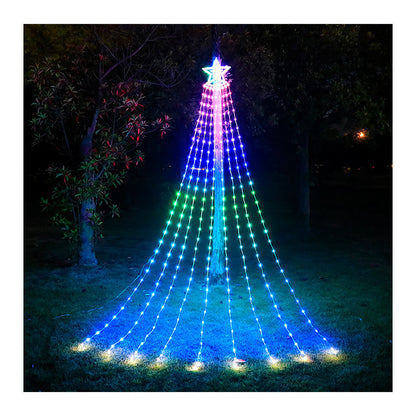 LED Five Pointed Star Waterfall Light RGB Running Water Lamp Point Control Pony Light Christmas Outdoor Decorative Light