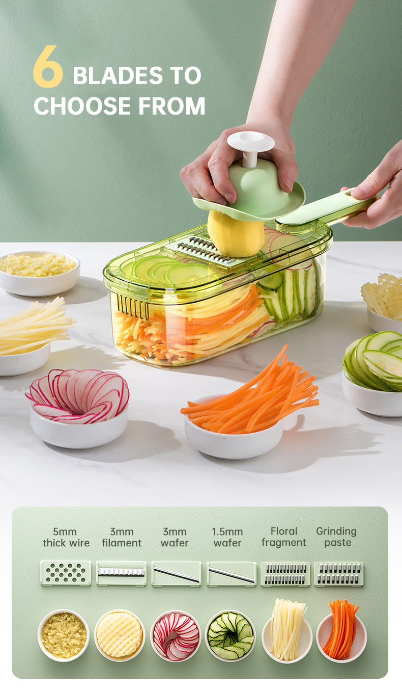 Multifunction Vegetable Cutter With Basket And Brush Portable Slicer Chopper Kitchen Tools