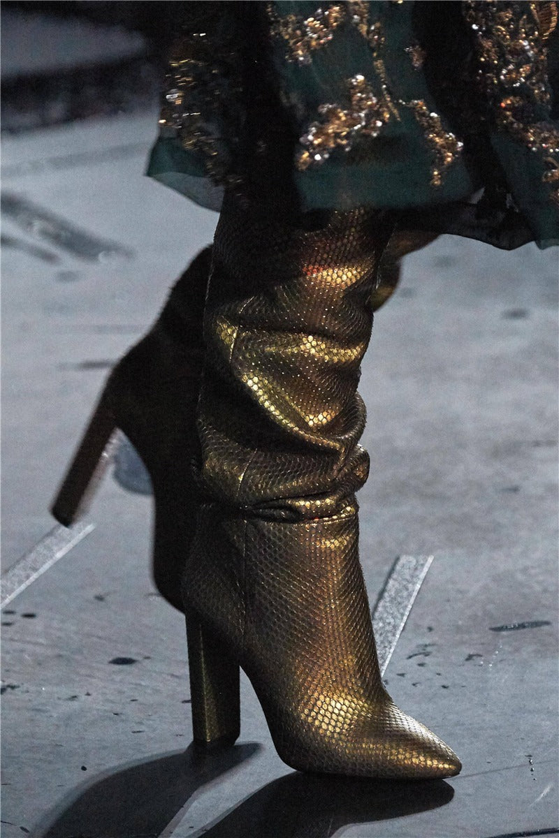 High Boots Female Pumps Thin Heels Pointed Toe Women Western Long Boots Shoes