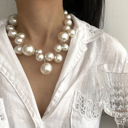 Bead Pearls Necklace Collarbone Chain Women's Elegant Pendant Necklace Bride Jewelry