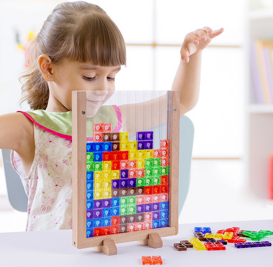 Tetris building blocks jigsaw puzzle toy children 3d three dimensional Russian building blocks puzzle board game assembled build