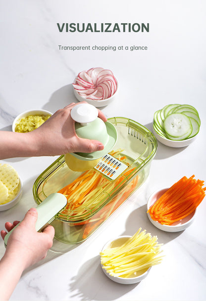 Multifunction Vegetable Cutter With Basket And Brush Portable Slicer Chopper Kitchen Tools