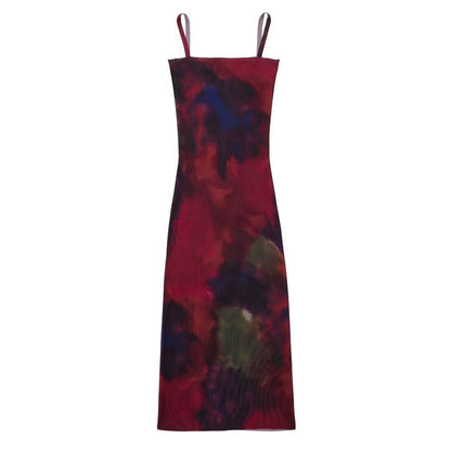 European and American style sexy slim fitting tie dyed knitted dress