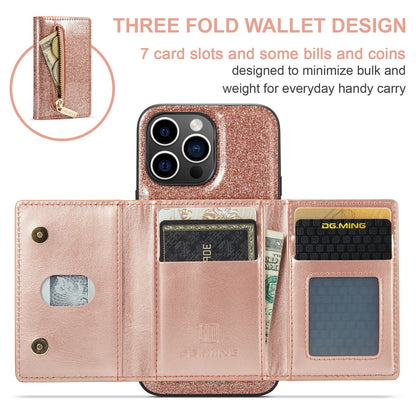 M3 For iPhone 14 Pro Max Glitter Wallet Protective Case iPhone 14 Pro Two In One Magnetic Phone Case