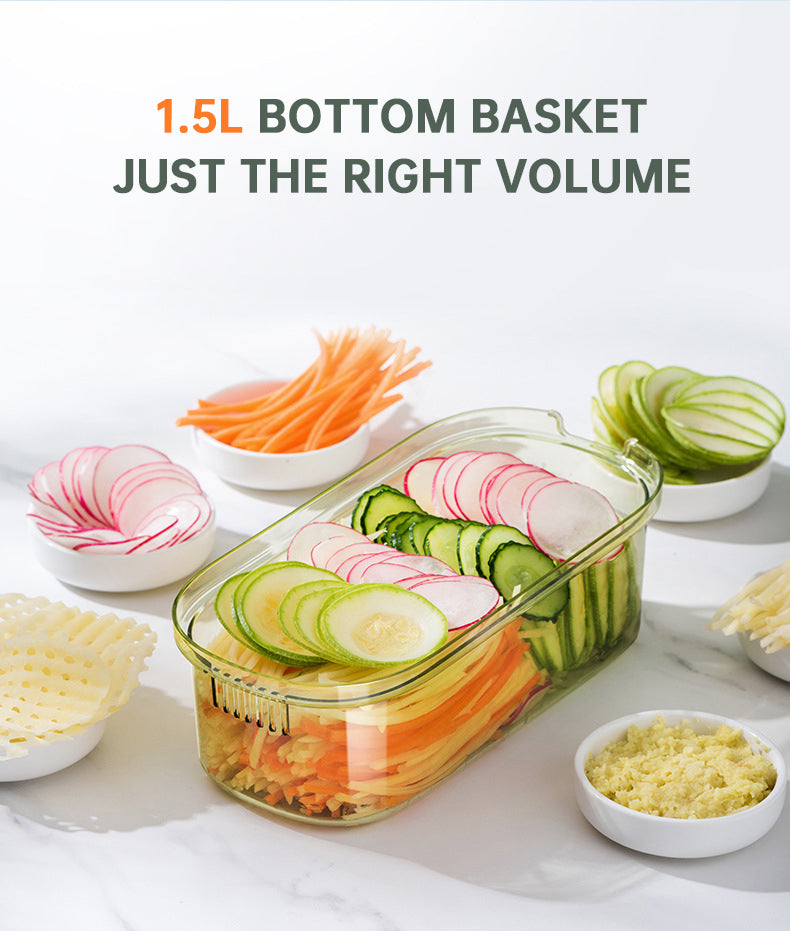 Multifunction Vegetable Cutter With Basket And Brush Portable Slicer Chopper Kitchen Tools