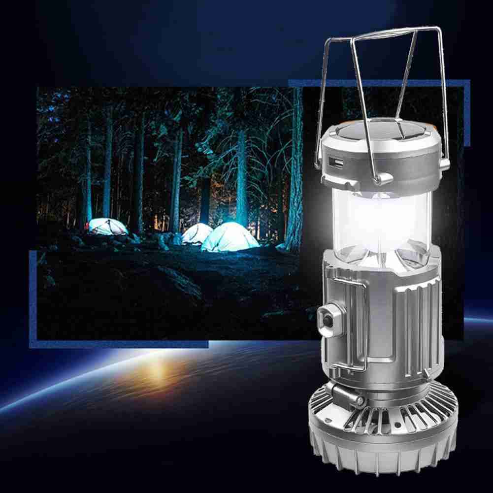 Portable Outdoor LED Camping Lantern With Fan Solar Charge Rechargeable Light Hanging Tent Lamp Fish Flashlight